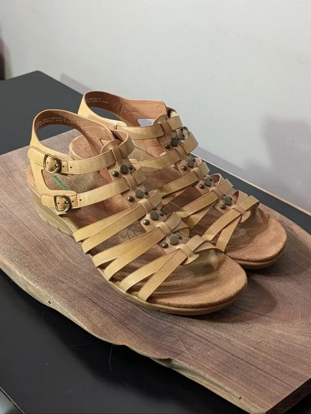 BareTraps Tan Multi-Strap Wedge Sandals